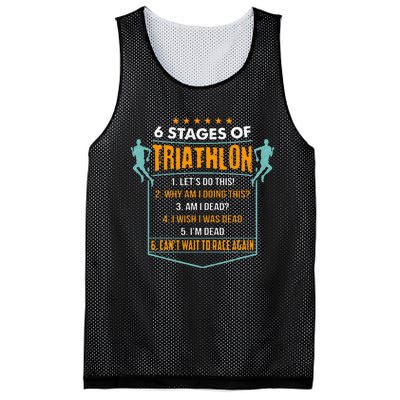 6 Stages Of Triathlon Funny I Triathletes Gift Idea Mesh Reversible Basketball Jersey Tank