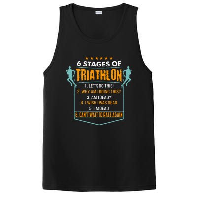 6 Stages Of Triathlon Funny I Triathletes Gift Idea PosiCharge Competitor Tank