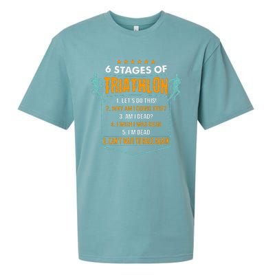 6 Stages Of Triathlon Funny I Triathletes Gift Idea Sueded Cloud Jersey T-Shirt