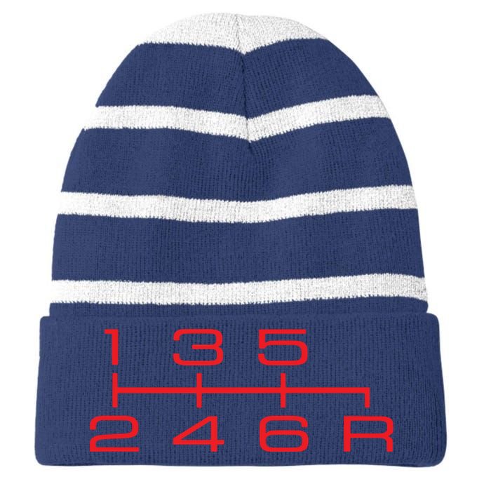 6 Speed Shift Knob Shirts Manual Car Lover Striped Beanie with Solid Band