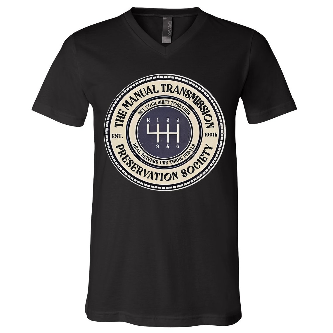 6 Speed The Manual Transmission Preservation Society V-Neck T-Shirt