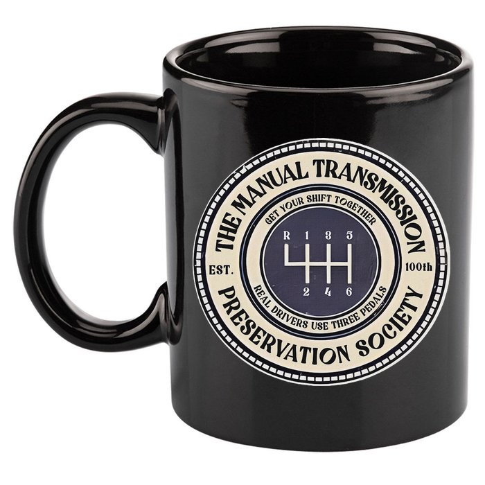 6 Speed The Manual Transmission Preservation Society 11oz C Handle Ceramic Mug