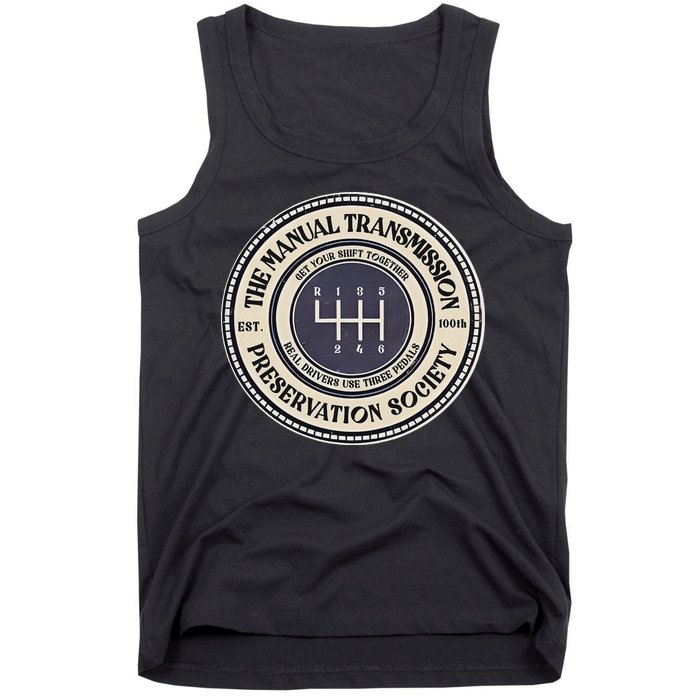 6 Speed The Manual Transmission Preservation Society Tank Top