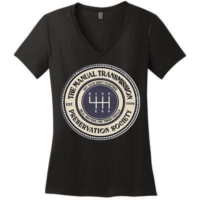 6 Speed The Manual Transmission Preservation Society Women's V-Neck T-Shirt