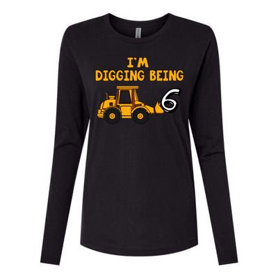 6th Birthday I'm Digging Being Six Womens Cotton Relaxed Long Sleeve T-Shirt