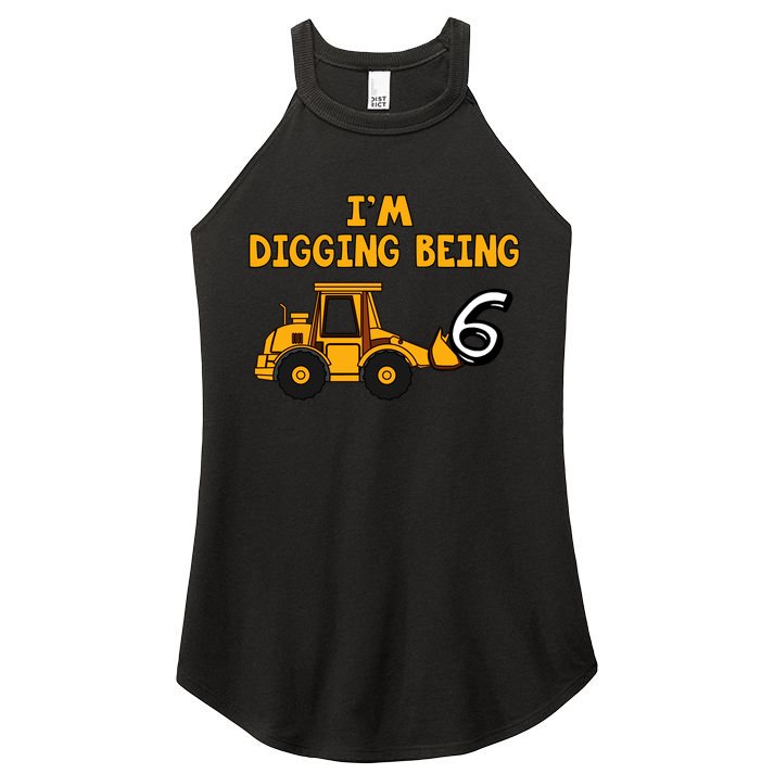6th Birthday I'm Digging Being Six Women's Perfect Tri Rocker Tank