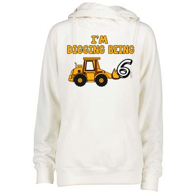 6th Birthday I'm Digging Being Six Womens Funnel Neck Pullover Hood