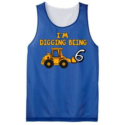 6th Birthday I'm Digging Being Six Mesh Reversible Basketball Jersey Tank