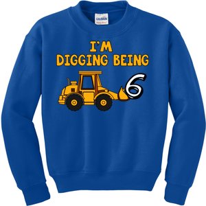 6th Birthday I'm Digging Being Six Kids Sweatshirt