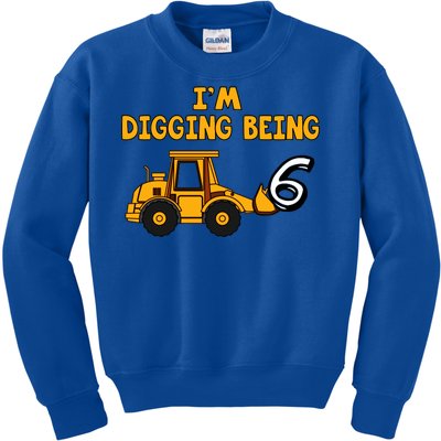 6th Birthday I'm Digging Being Six Kids Sweatshirt