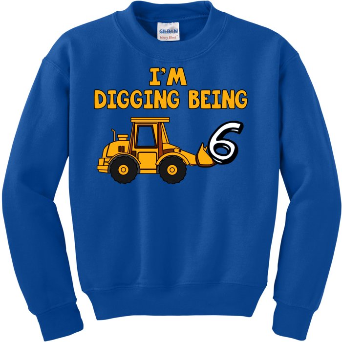 6th Birthday I'm Digging Being Six Kids Sweatshirt