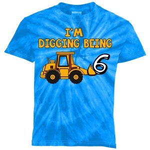 6th Birthday I'm Digging Being Six Kids Tie-Dye T-Shirt