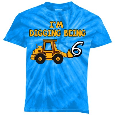 6th Birthday I'm Digging Being Six Kids Tie-Dye T-Shirt