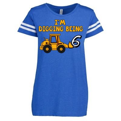 6th Birthday I'm Digging Being Six Enza Ladies Jersey Football T-Shirt