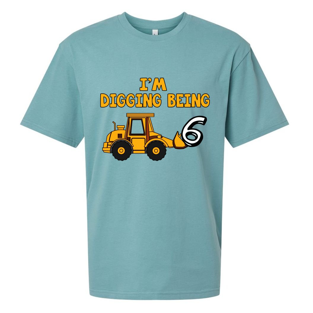 6th Birthday I'm Digging Being Six Sueded Cloud Jersey T-Shirt