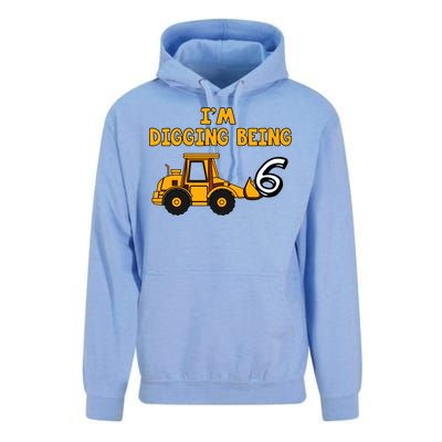 6th Birthday I'm Digging Being Six Unisex Surf Hoodie