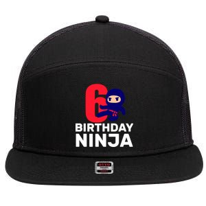 6th Birthday Ninja  7 Panel Mesh Trucker Snapback Hat