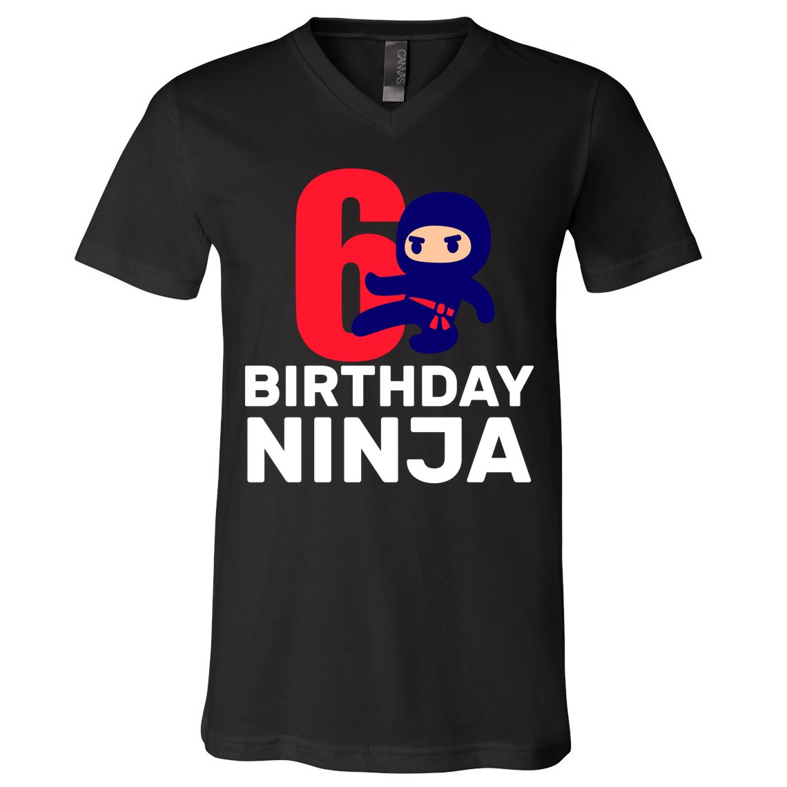 6th Birthday Ninja  V-Neck T-Shirt