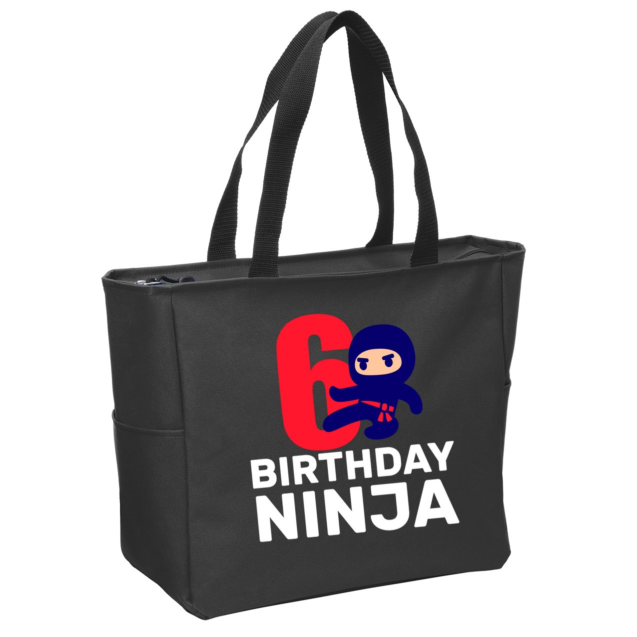 6th Birthday Ninja  Zip Tote Bag
