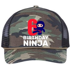 6th Birthday Ninja  Retro Rope Trucker Hat Cap