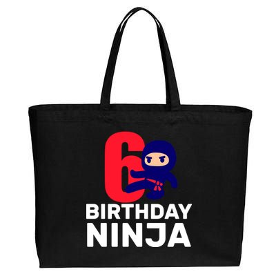 6th Birthday Ninja  Cotton Canvas Jumbo Tote