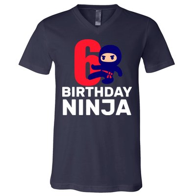 6th Birthday Ninja  V-Neck T-Shirt