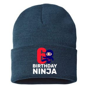 6th Birthday Ninja  Sustainable Knit Beanie