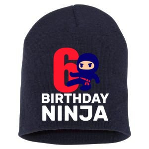 6th Birthday Ninja  Short Acrylic Beanie