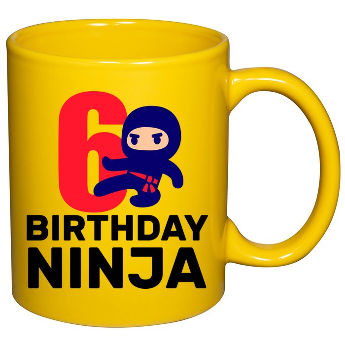 6th Birthday Ninja  11oz C Handle Ceramic Mug