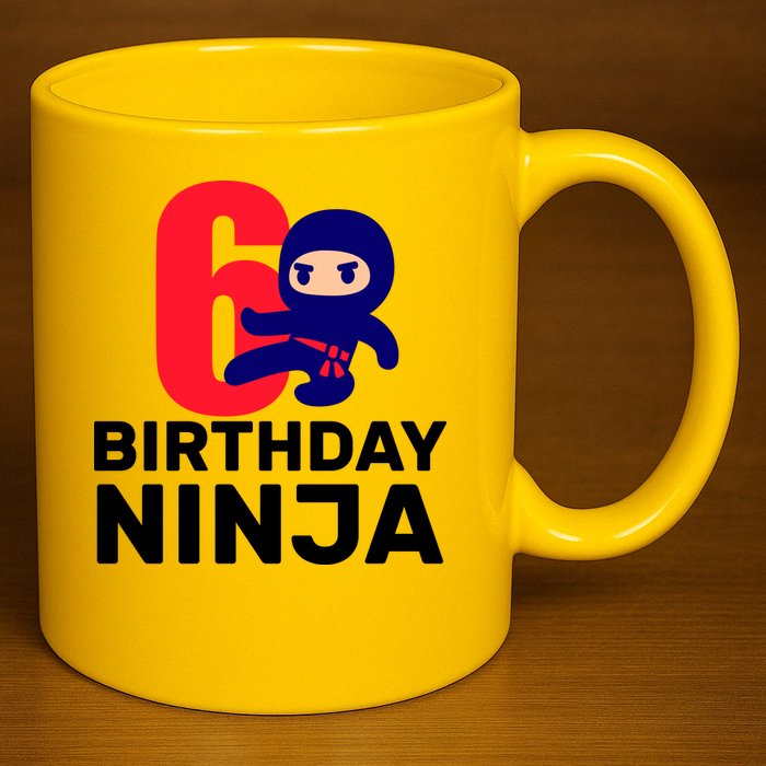 6th Birthday Ninja  11oz C Handle Ceramic Mug