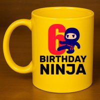 6th Birthday Ninja  11oz C Handle Ceramic Mug