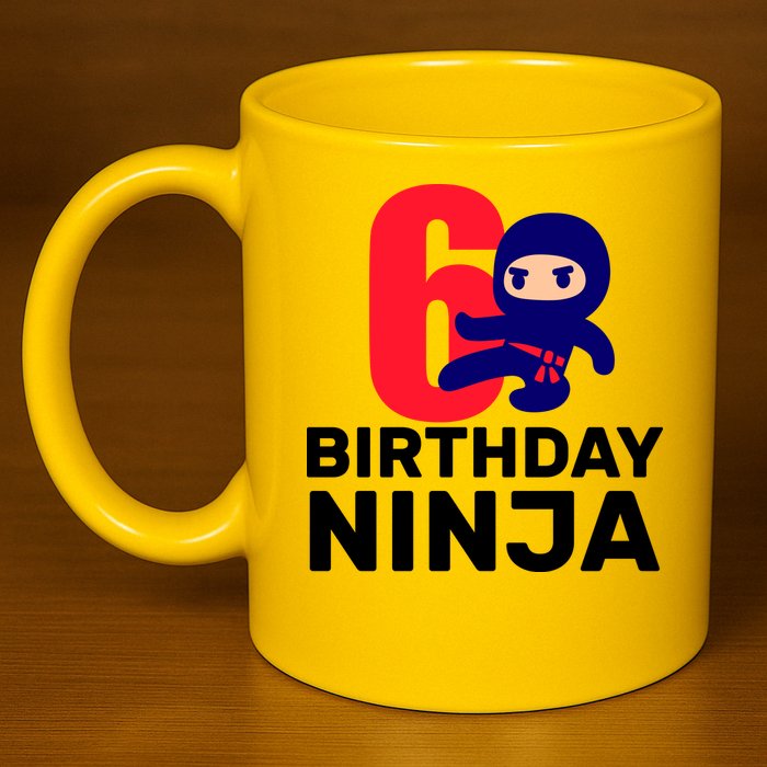 6th Birthday Ninja  11oz C Handle Ceramic Mug