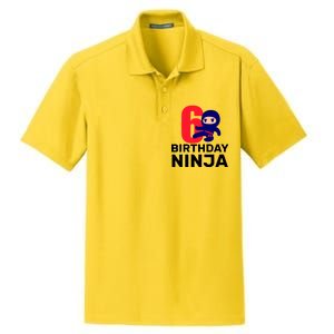 6th Birthday Ninja  Dry Zone Grid Polo