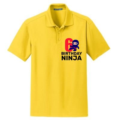 6th Birthday Ninja  Dry Zone Grid Polo