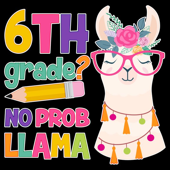 6th Grade? No Prob Llama Cropped Pullover Crew