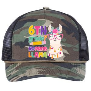 6th Grade? No Prob Llama Retro Rope Trucker Hat Cap