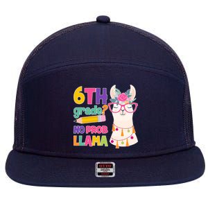 6th Grade? No Prob Llama 7 Panel Mesh Trucker Snapback Hat