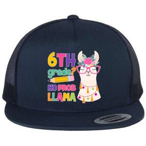 6th Grade? No Prob Llama Flat Bill Trucker Hat