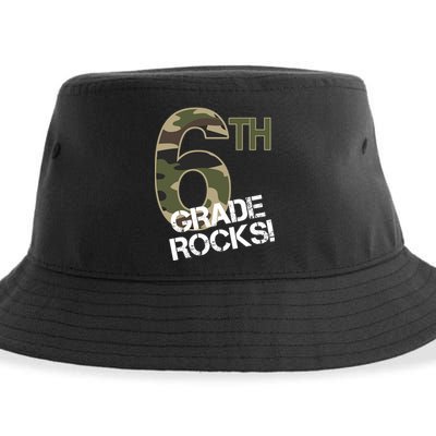 6th Grade Rocks Camo Sustainable Bucket Hat