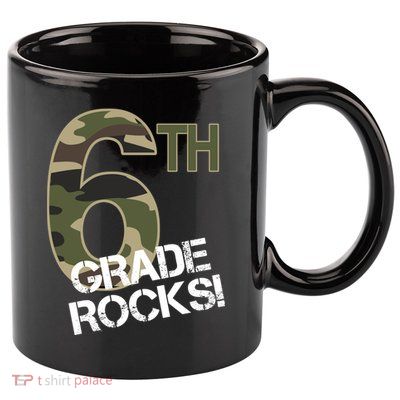 6th Grade Rocks Camo 11oz C Handle Ceramic Mug