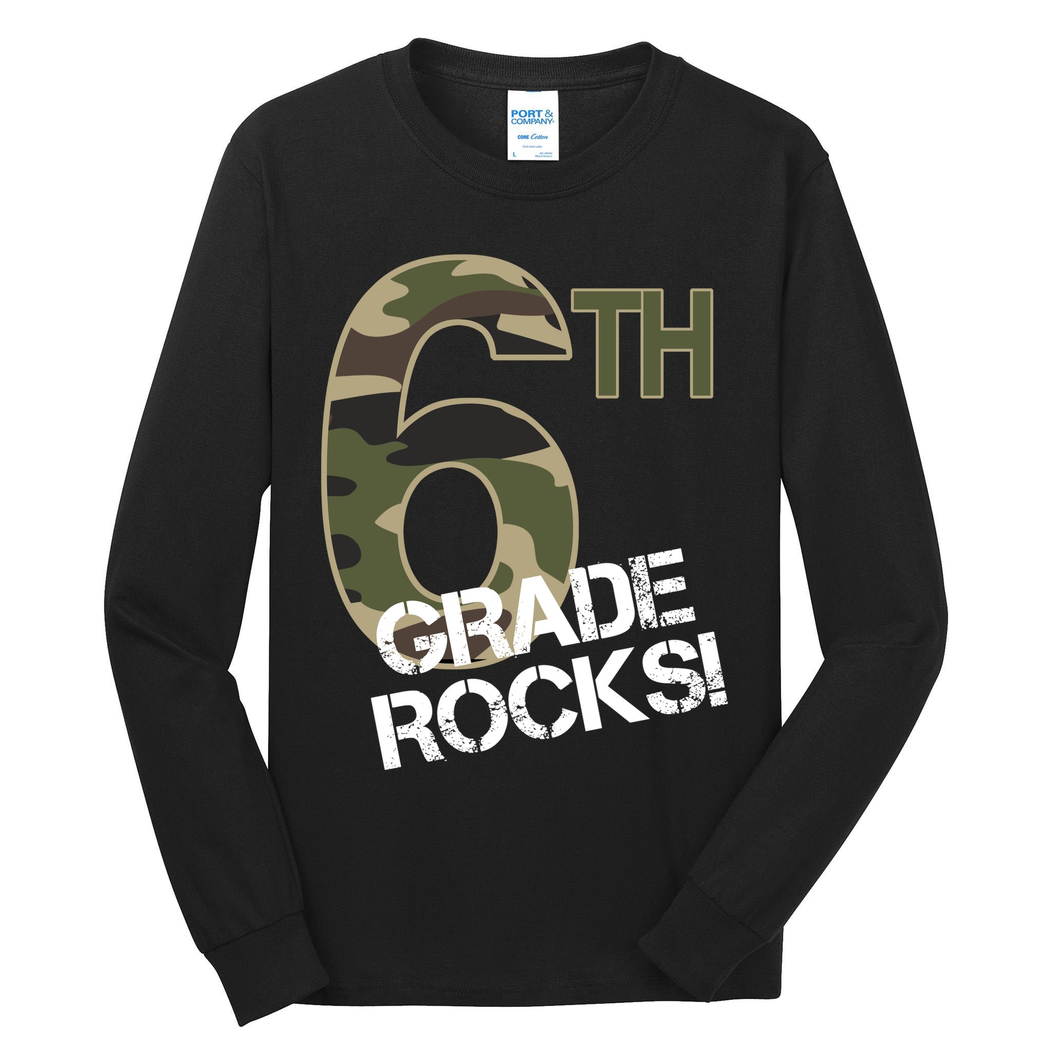 6th Grade Rocks Camo Tall Long Sleeve T-Shirt