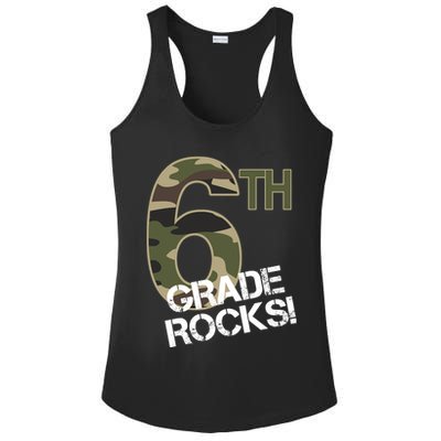 6th Grade Rocks Camo Ladies PosiCharge Competitor Racerback Tank
