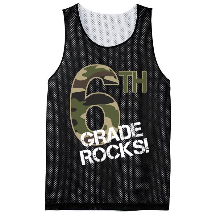 6th Grade Rocks Camo Mesh Reversible Basketball Jersey Tank