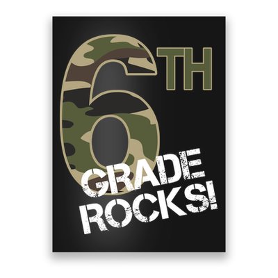 6th Grade Rocks Camo Poster