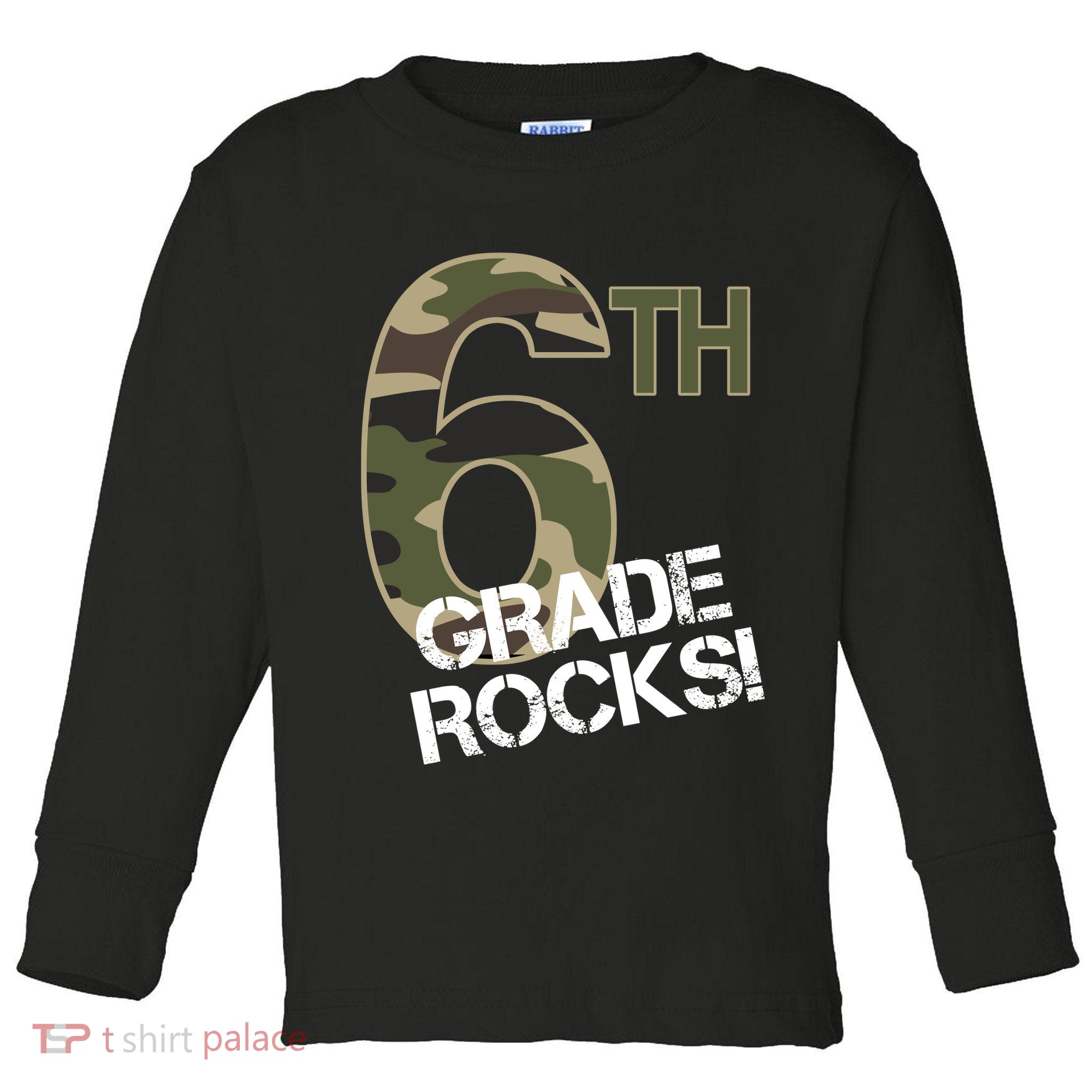 6th Grade Rocks Camo Toddler Long Sleeve Shirt