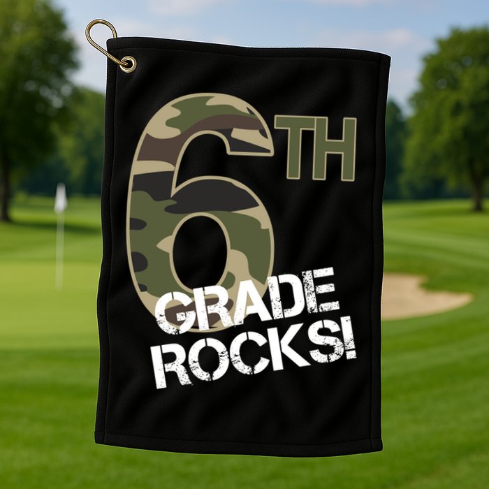 6th Grade Rocks Camo Golf Towel