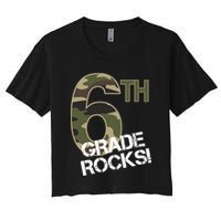6th Grade Rocks Camo Women's Crop Top Tee