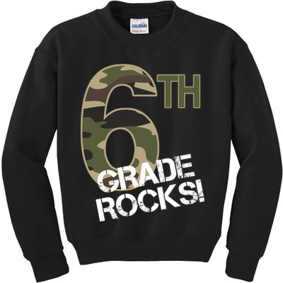 6th Grade Rocks Camo Kids Sweatshirt