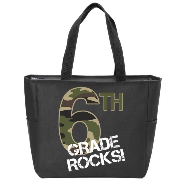 6th Grade Rocks Camo Zip Tote Bag