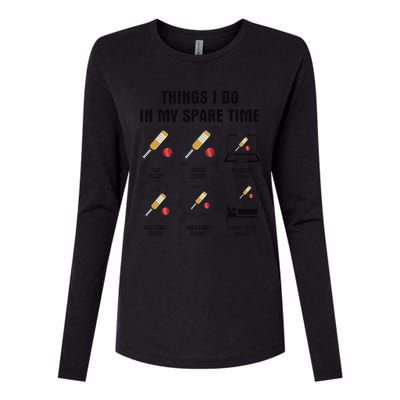 6 Things I Do In My Spare Time Cricket  Womens Cotton Relaxed Long Sleeve T-Shirt